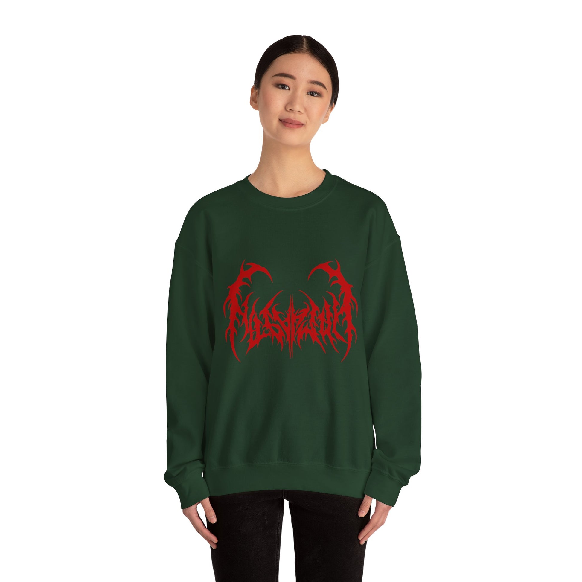 Gothic Graphic Sweatshirt, Trendy Unisex Crewneck, Perfect for Concerts, Casual Outings, Gift for Music Lovers, Halloween Apparel Printify
