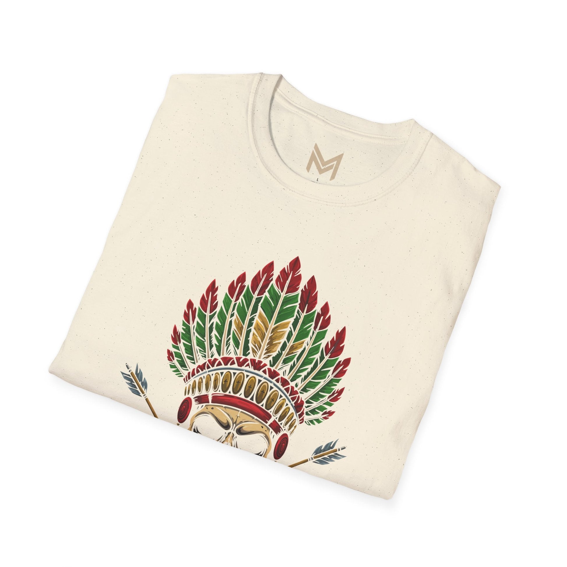 Skull and Feather Camp T-Shirt, Boho Unisex Tee, Festival Apparel, Edgy Graphic Shirt, Halloween Costume Top - Maklenn