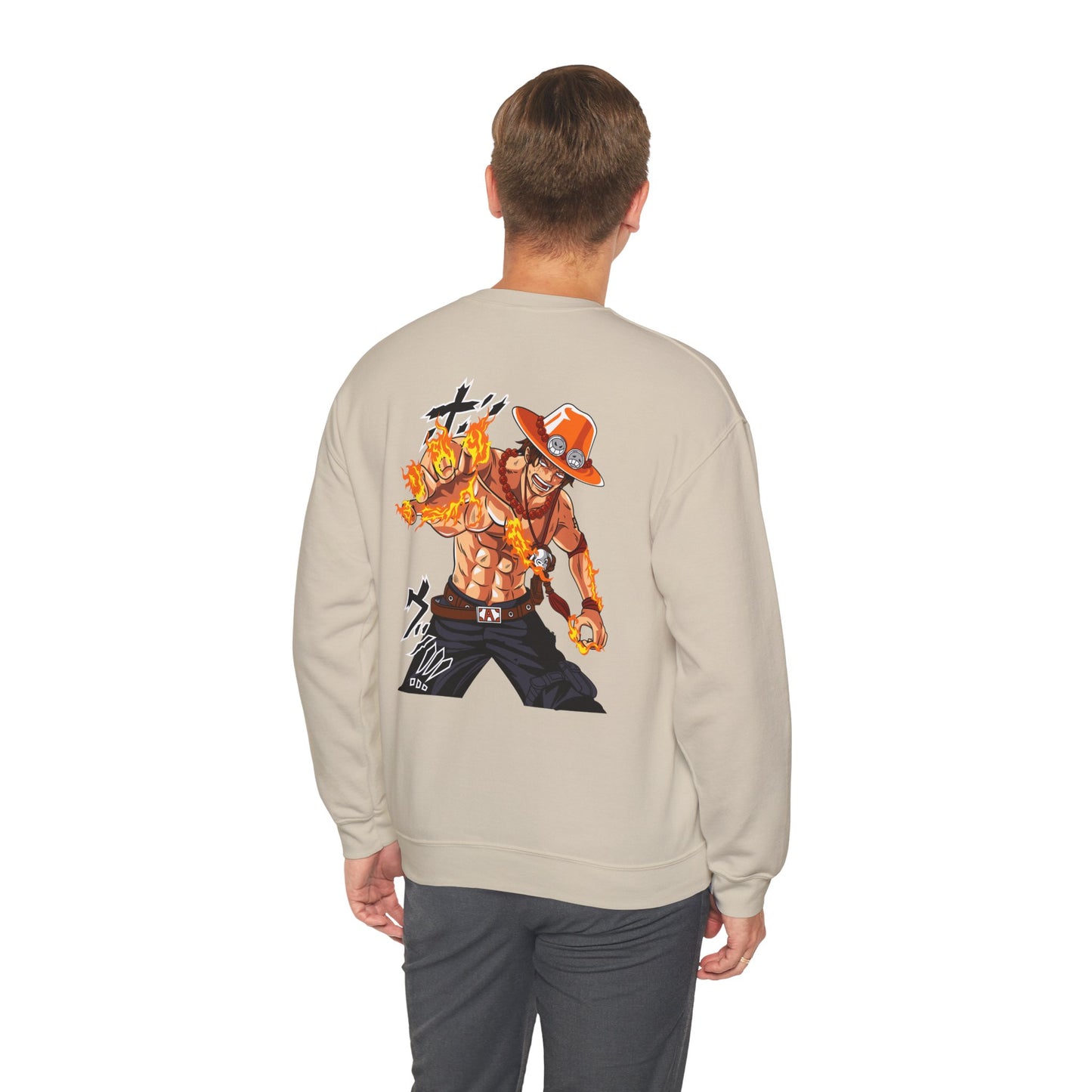 One Piece Ace Crewneck Sweatshirt – Portgas D. Ace Flame Graphic Crew