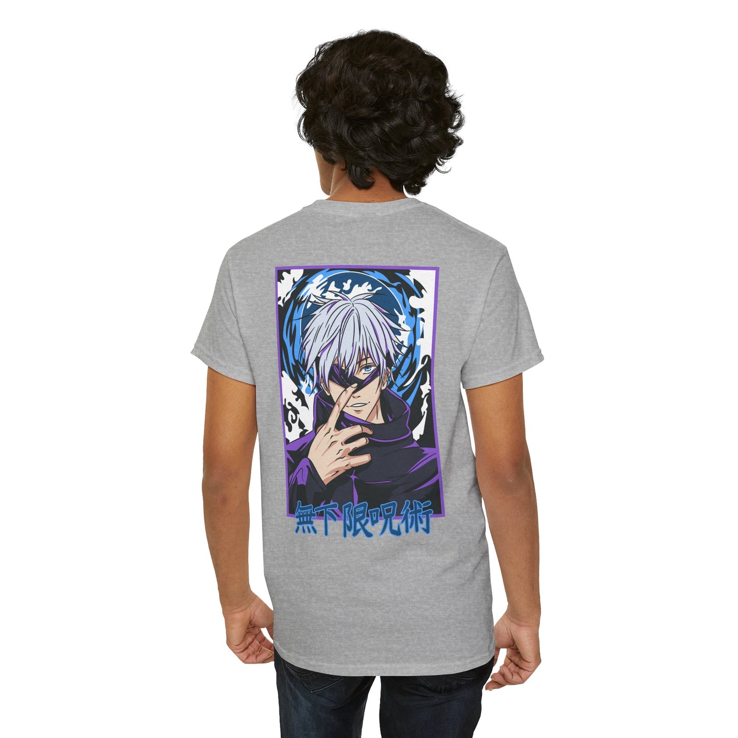Jujutsu Kaisen Gojo Satoru Anime T-Shirt — Back Graphic & Japanese Logo