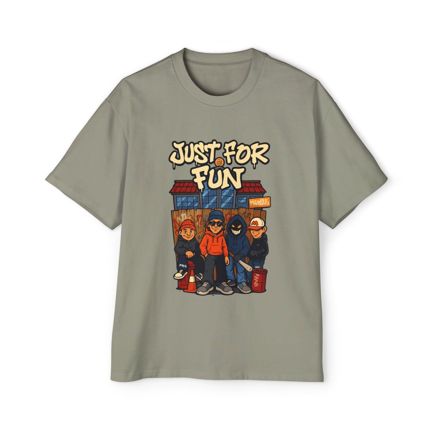 Just for Fun Oversized Tee, Men's Casual Shirt, Streetwear Fashion, Relaxed Fit Top, Gift for Him, Weekend Wear - Maklenn