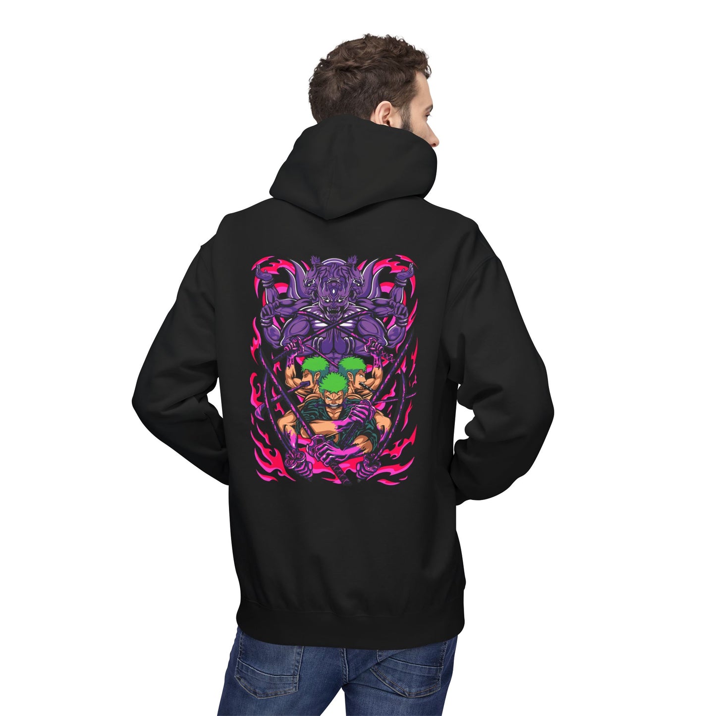 One Piece Zoro & Kuma Graphic Hoodie — Anime Pirate Crew Pullover