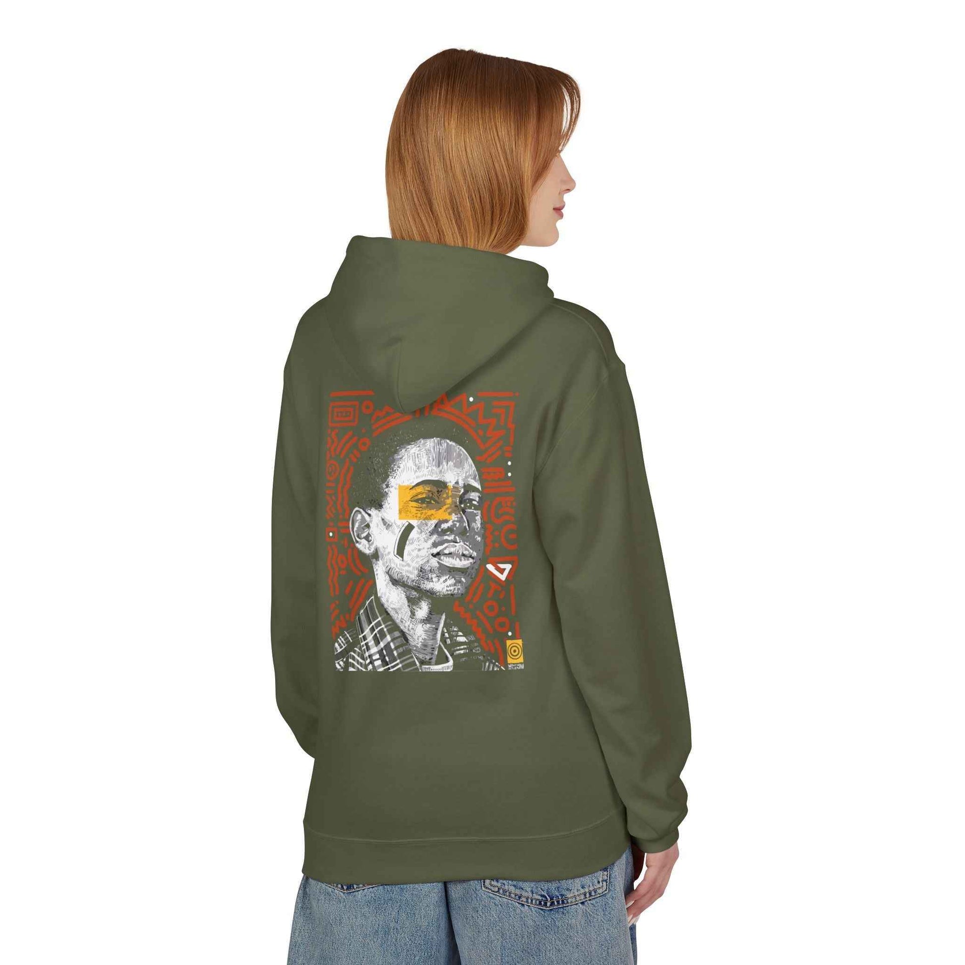 Artistic Fleece Hoodie with Unique Graphic Print for Comfort, Casual Wear, Gift for Art Lovers, Unisex Hip Hop Style
