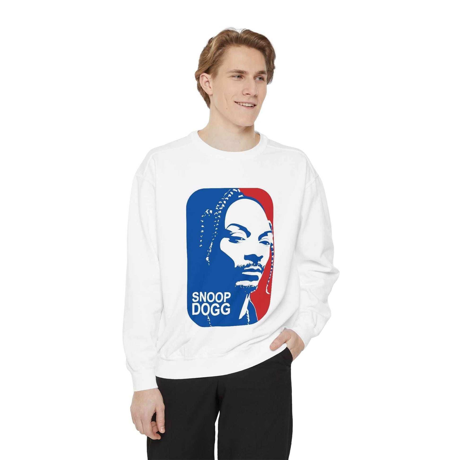 Snoop Dogg Inspired Unisex Garment-Dyed Sweatshirt - Hip Hop Style, Retro Fashion, Streetwear, Gift for Music Lovers, Cozy Apparel