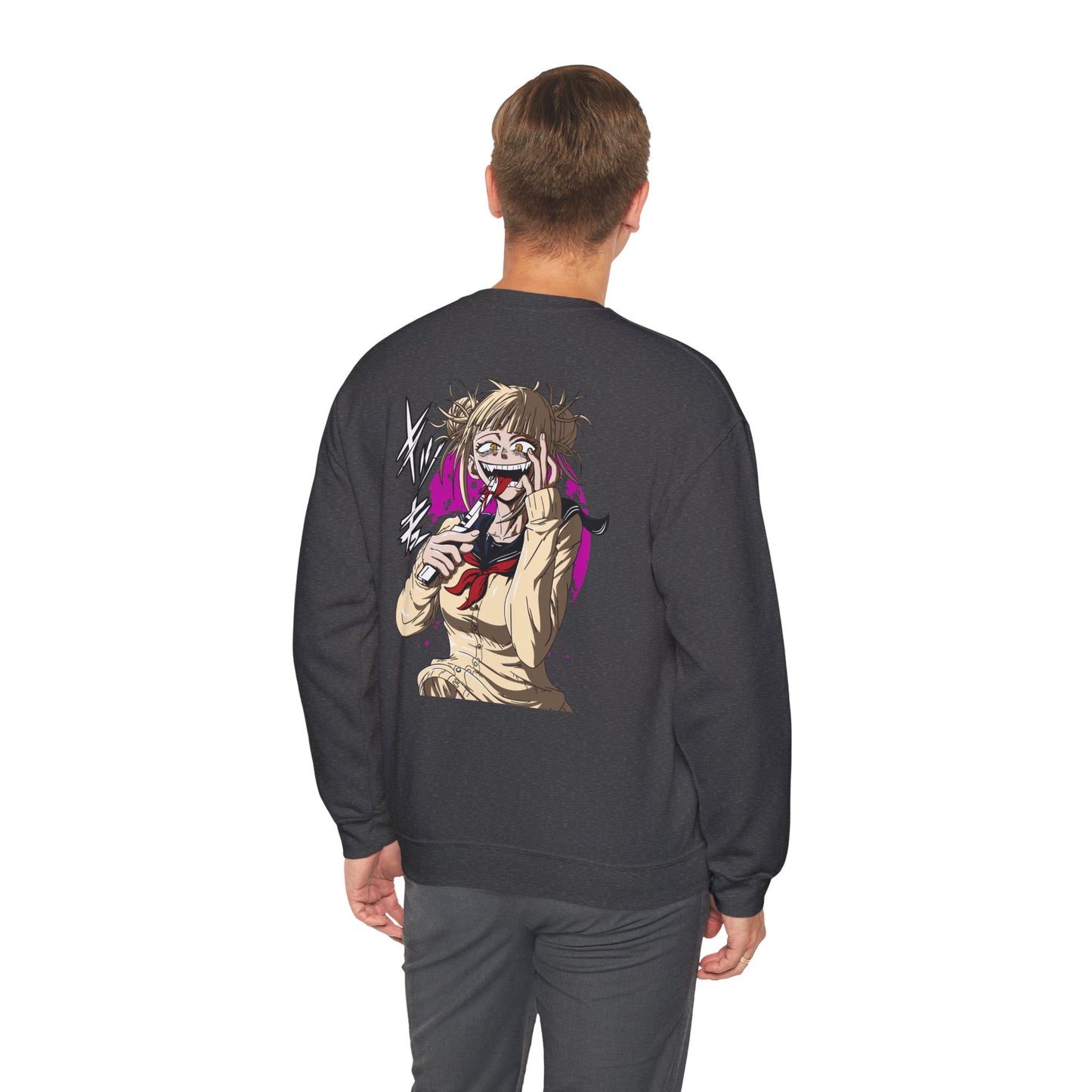 Anime Graphic Crewneck Sweatshirt — Toga Himiko Illustration & Japanese Logo