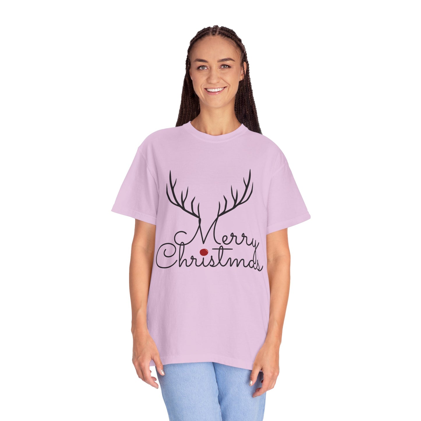 Merry Christmas Reindeer Antlers T-Shirt Printify