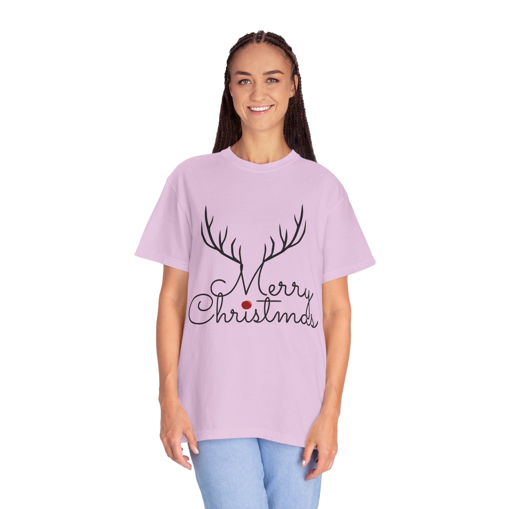 Merry Christmas Reindeer Antlers T-Shirt Printify