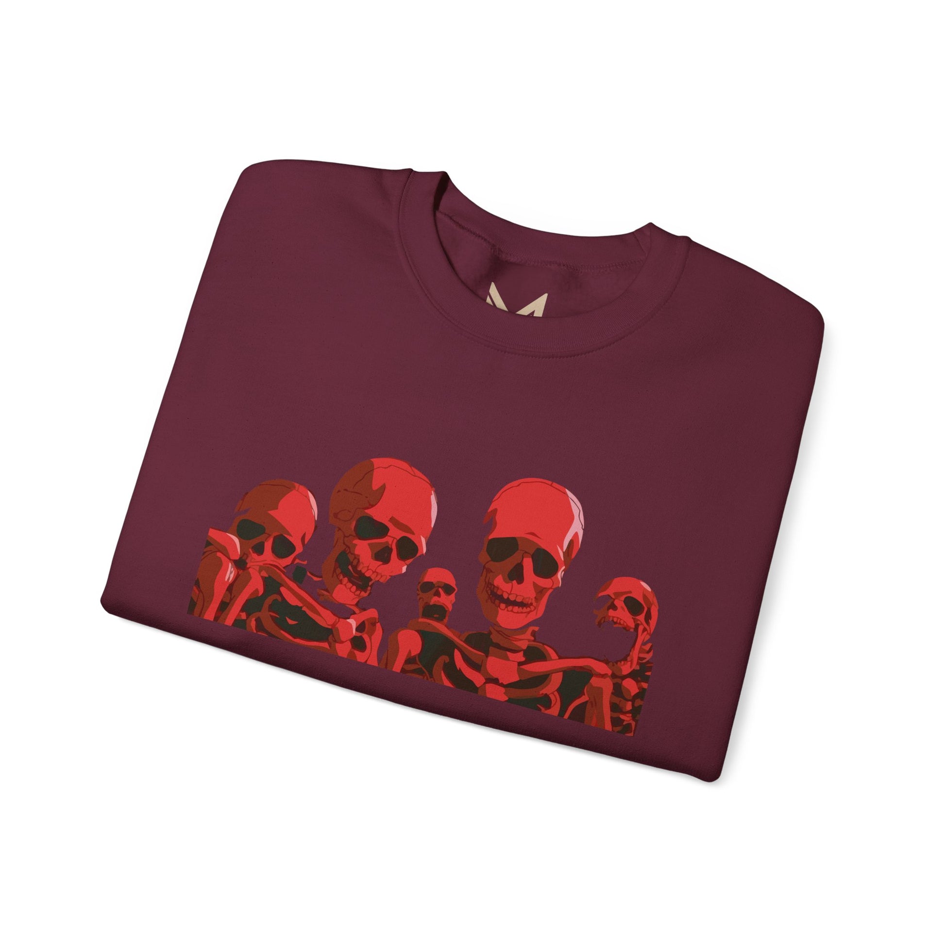 Red Skull Crewneck Sweatshirt Printify