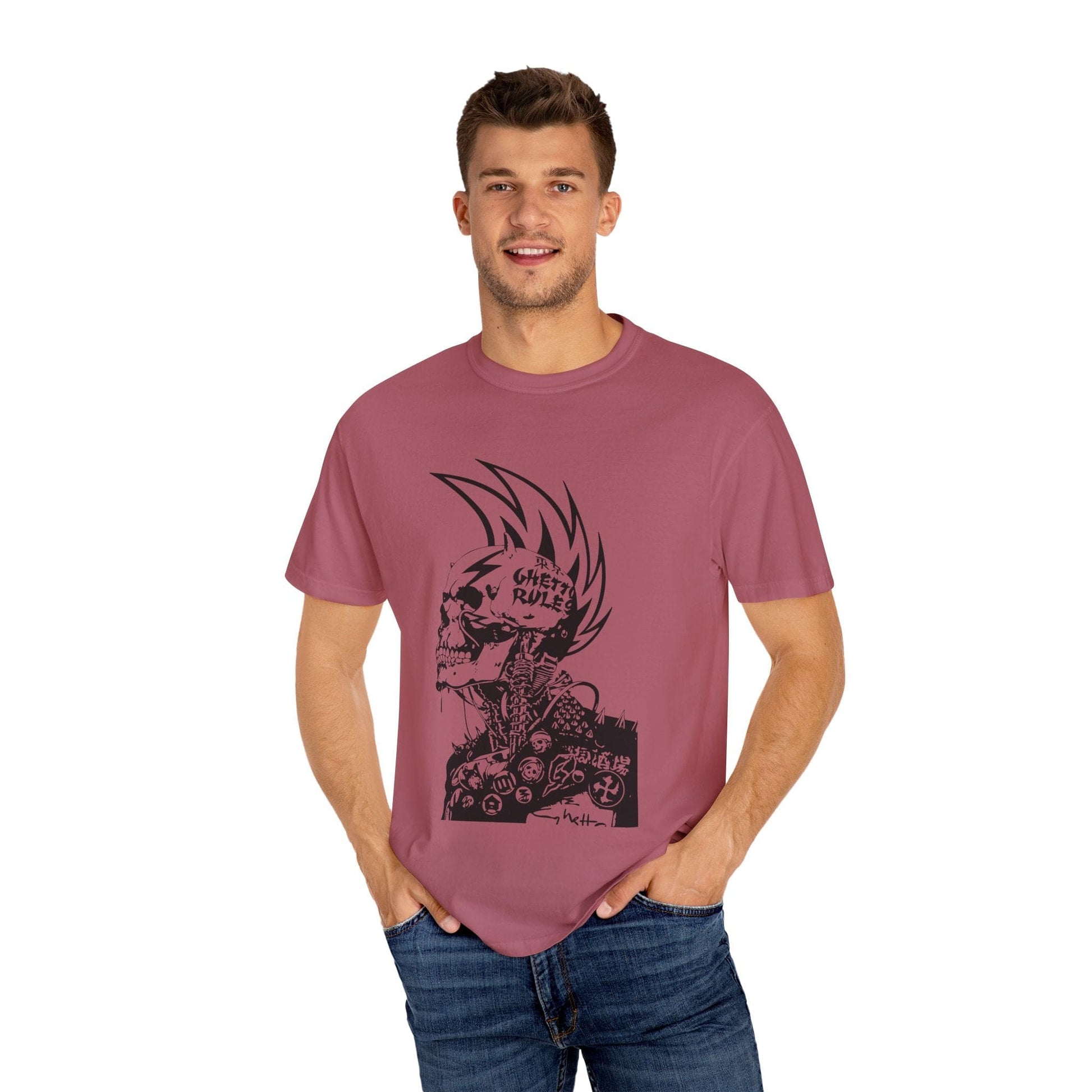Punk Skull Graphic T-shirt for Unisex, Emo Fashion Tee, Edgy Streetwear, Gift for Music Lovers, Halloween Costume - Maklenn