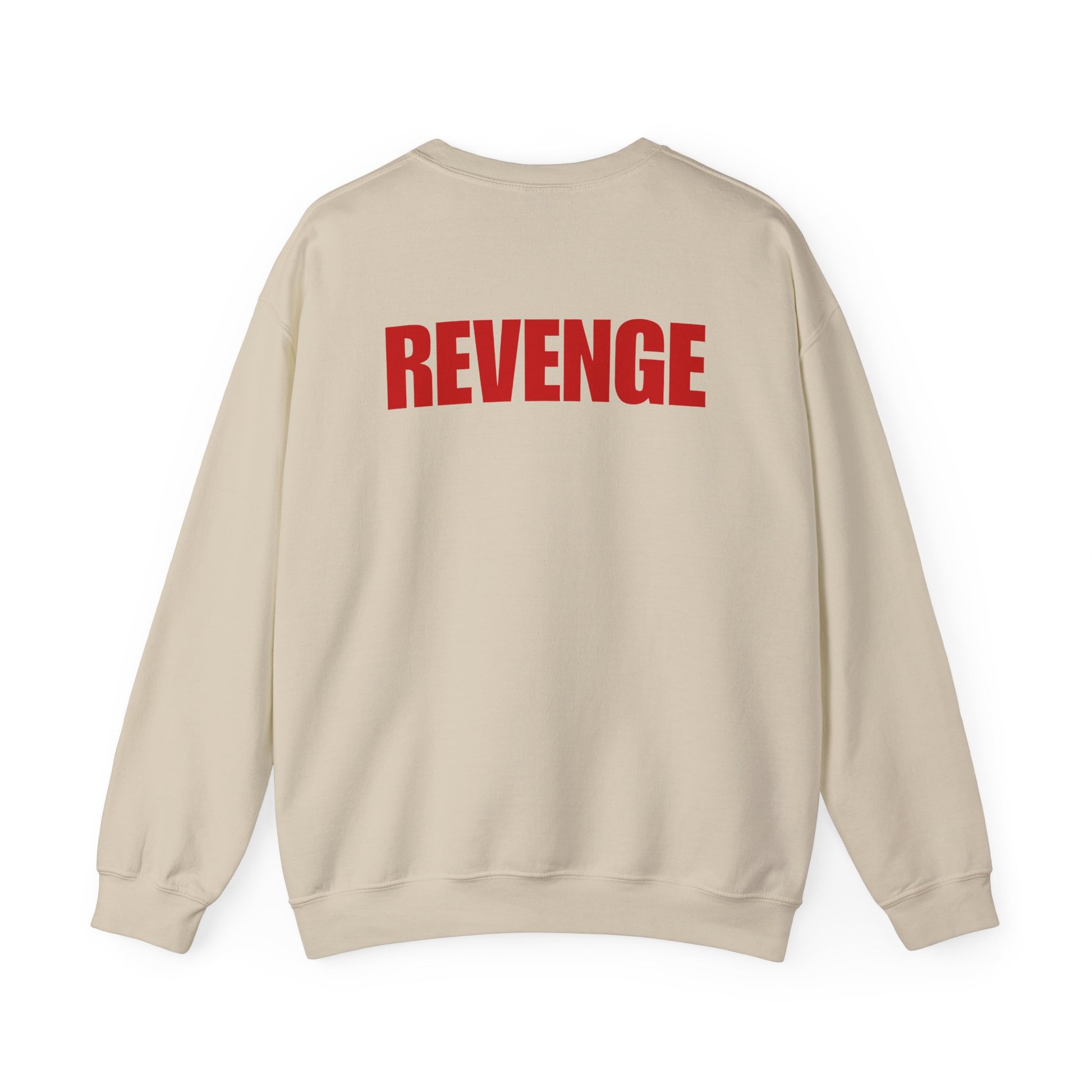 Sweatshirt — 'REVENGE' Bold Back Print Crewneck Sweatshirt Printify