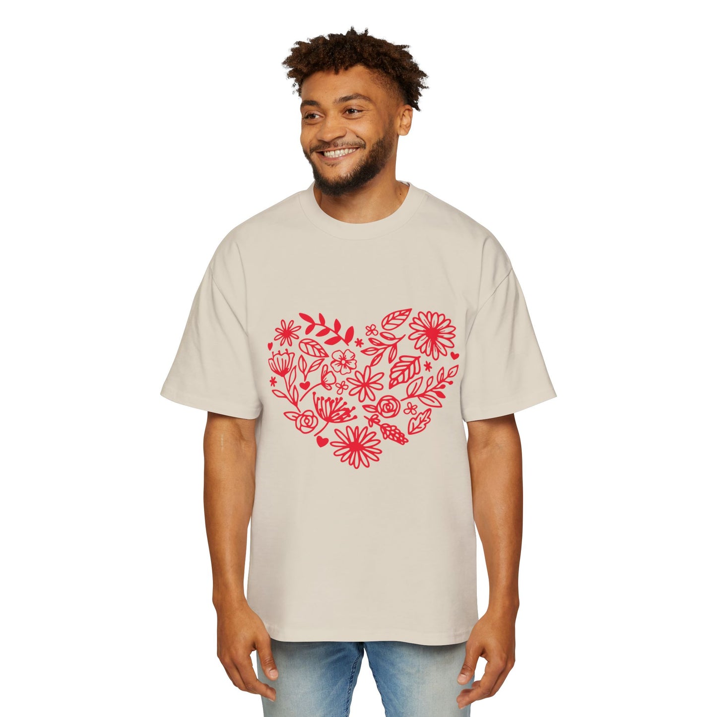 Romantic Floral Oversized Tee - Perfect for Valentine's Day, Casual Wear, Gift for Him, Comfortable Fashion, Everyday Style Printify