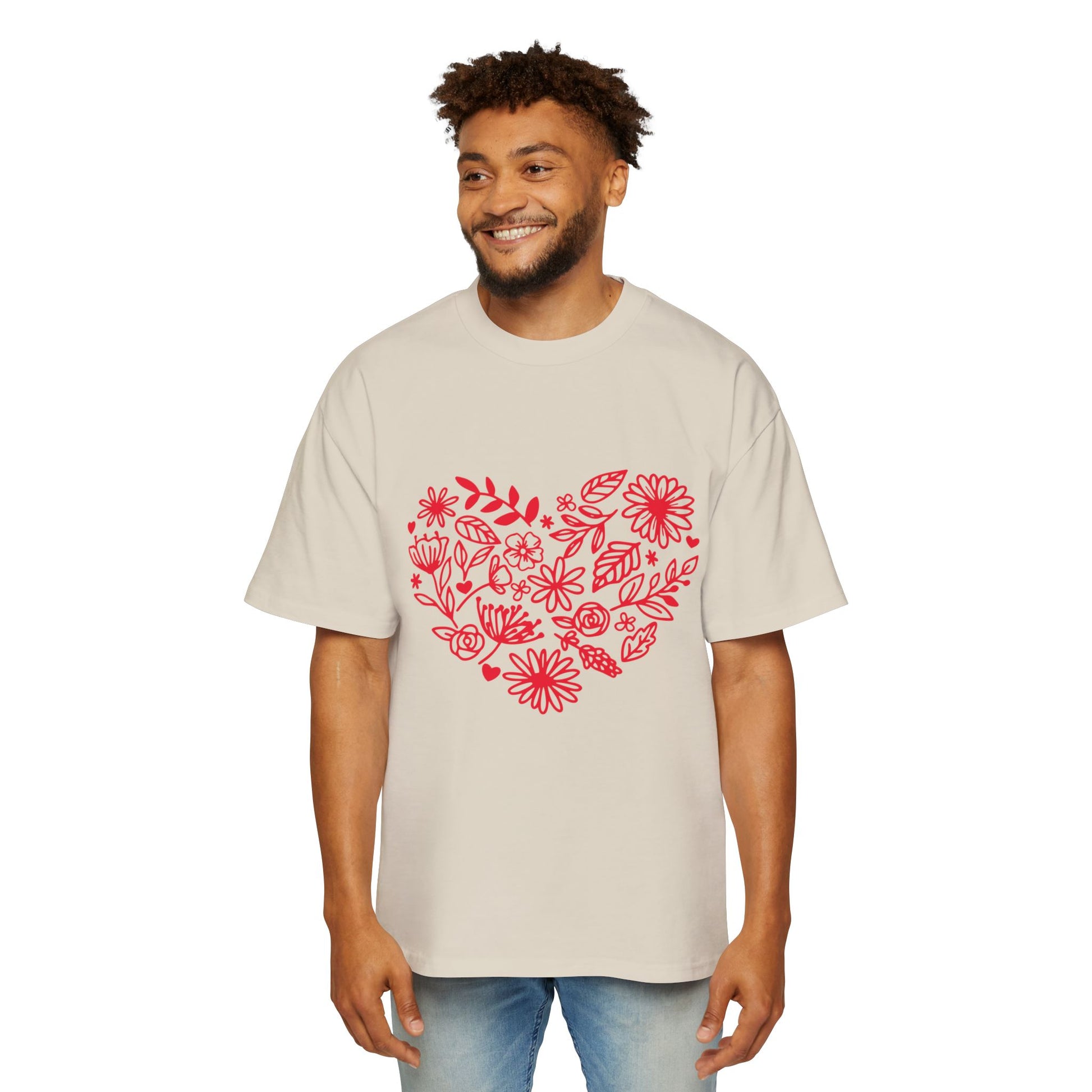 Romantic Floral Oversized Tee - Perfect for Valentine's Day, Casual Wear, Gift for Him, Comfortable Fashion, Everyday Style Printify