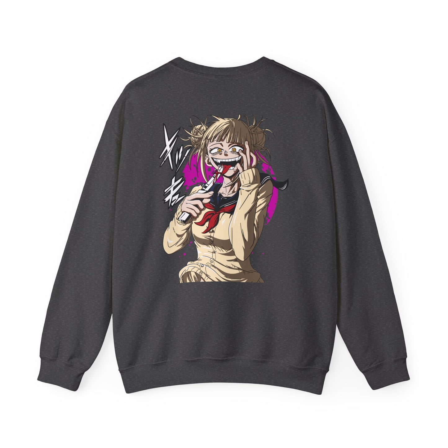 Anime Graphic Crewneck Sweatshirt — Toga Himiko Illustration & Japanese Logo
