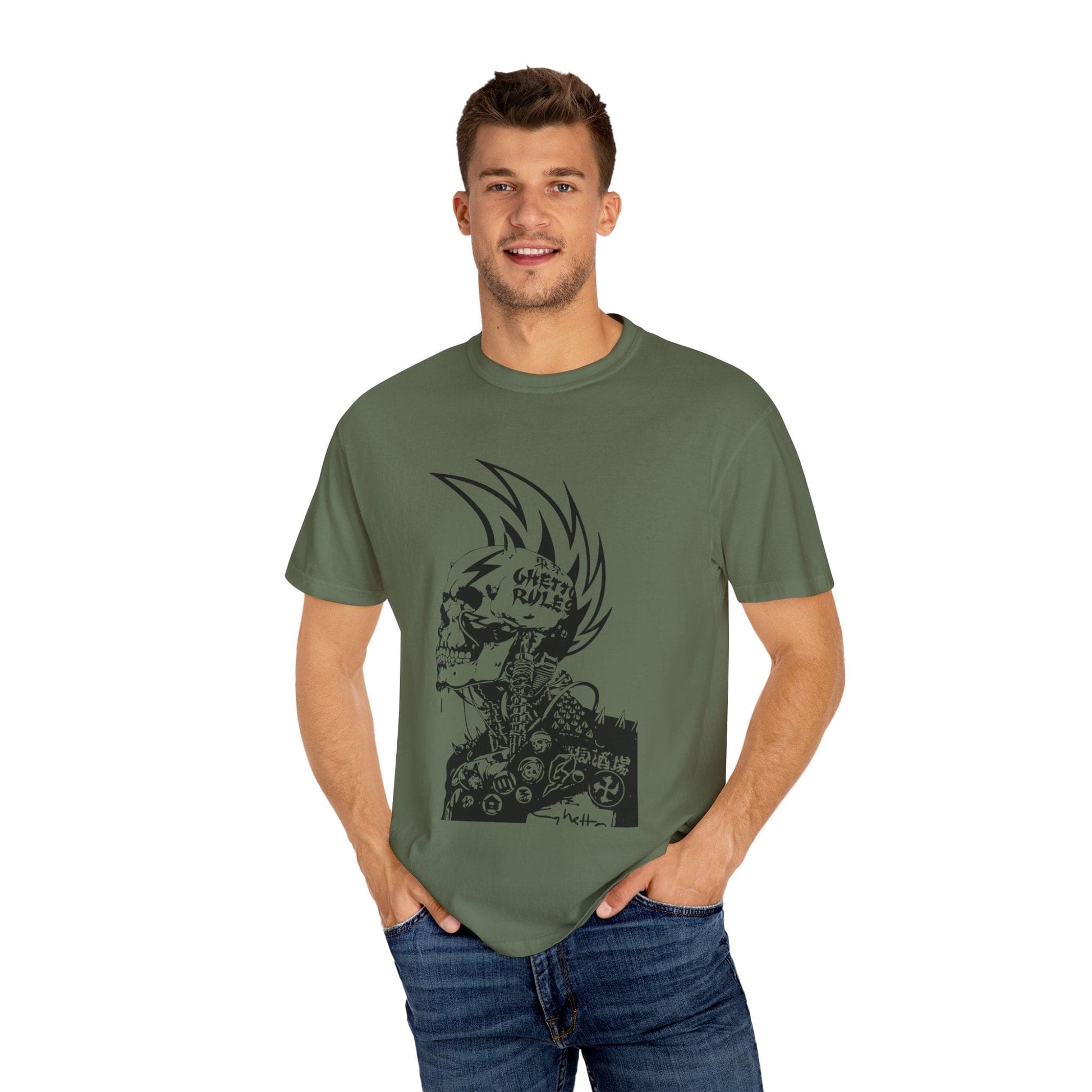 Punk Skull Graphic T-shirt for Unisex, Emo Fashion Tee, Edgy Streetwear, Gift for Music Lovers, Halloween Costume - Maklenn