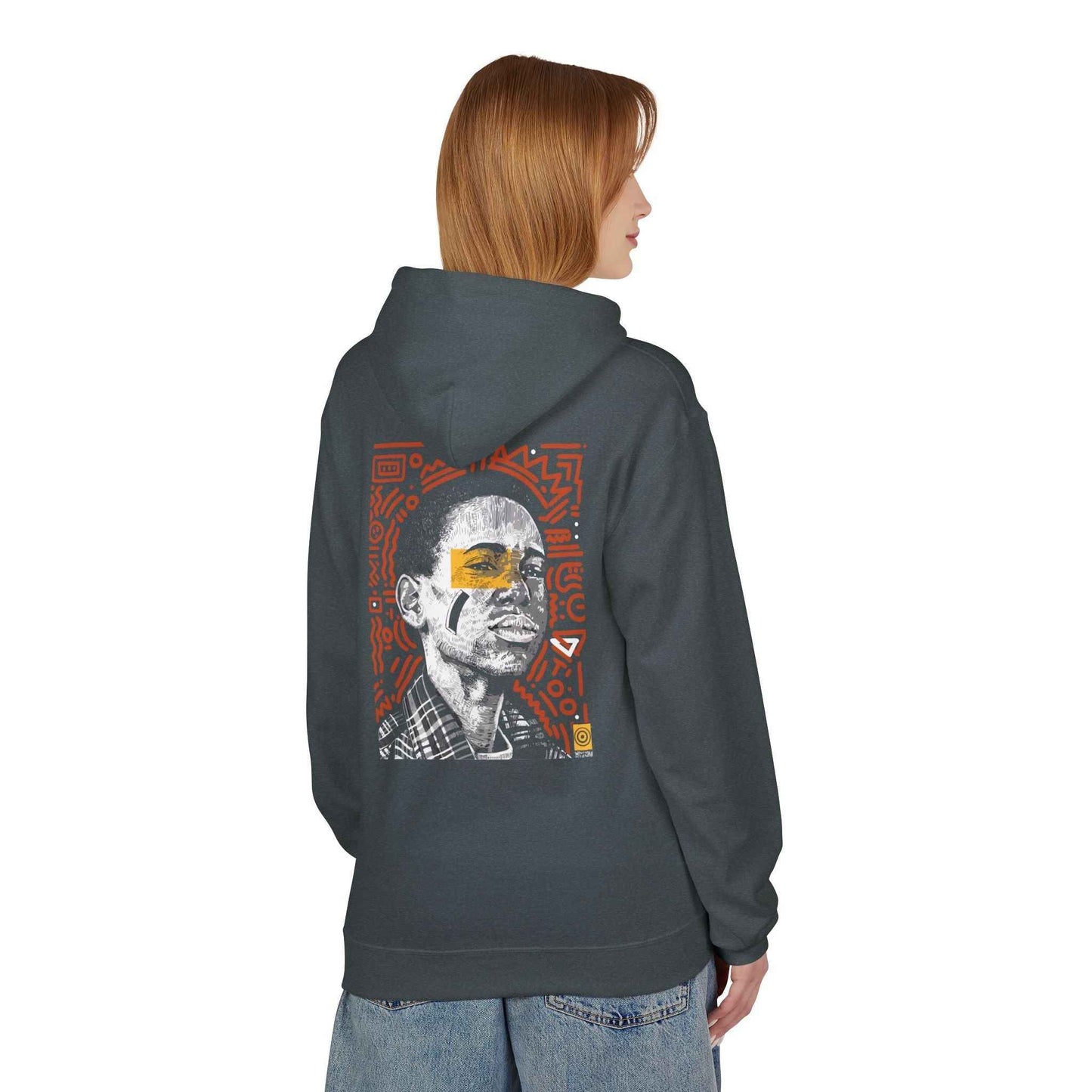 Artistic Fleece Hoodie with Unique Graphic Print for Comfort, Casual Wear, Gift for Art Lovers, Unisex Hip Hop Style