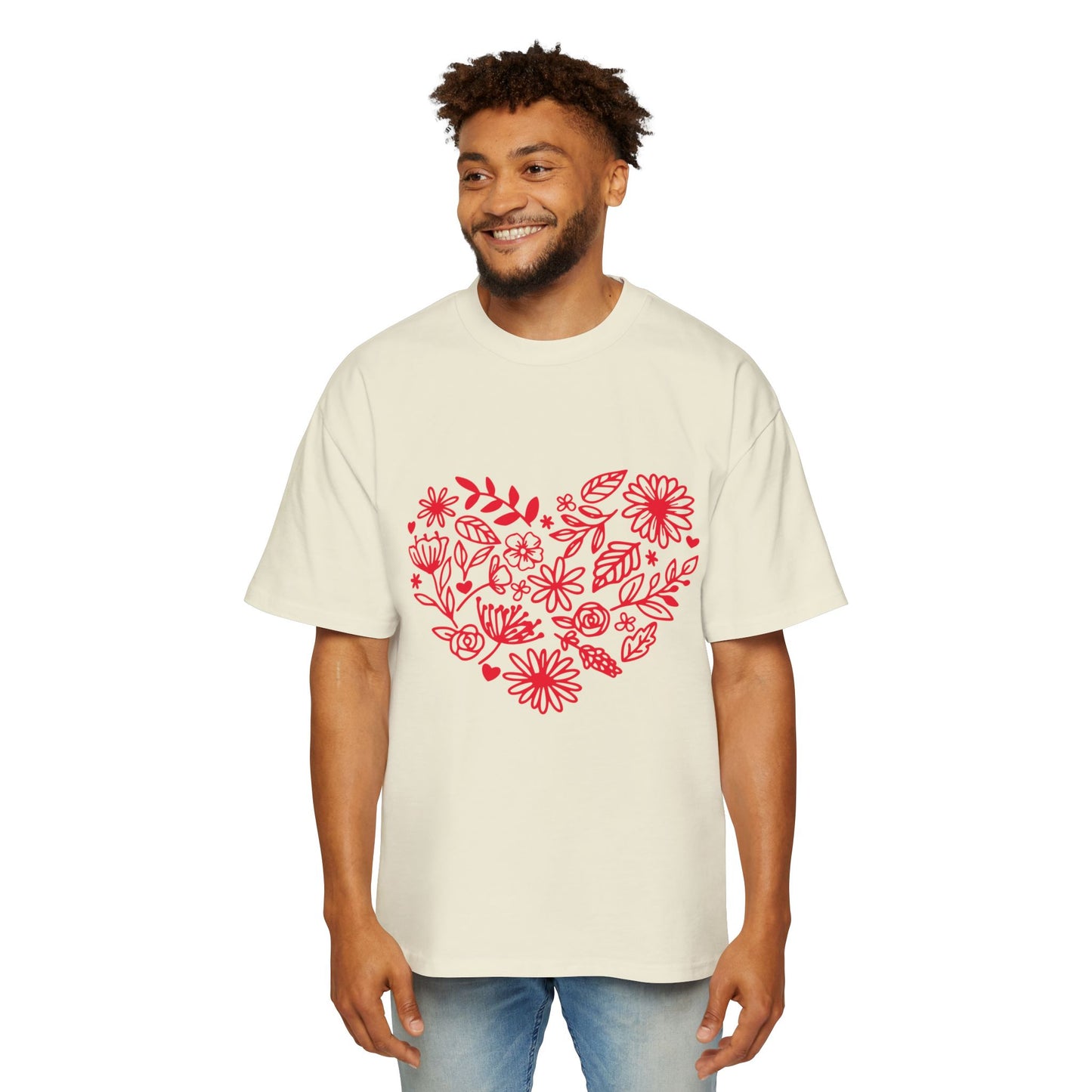 Romantic Floral Oversized Tee - Perfect for Valentine's Day, Casual Wear, Gift for Him, Comfortable Fashion, Everyday Style Printify