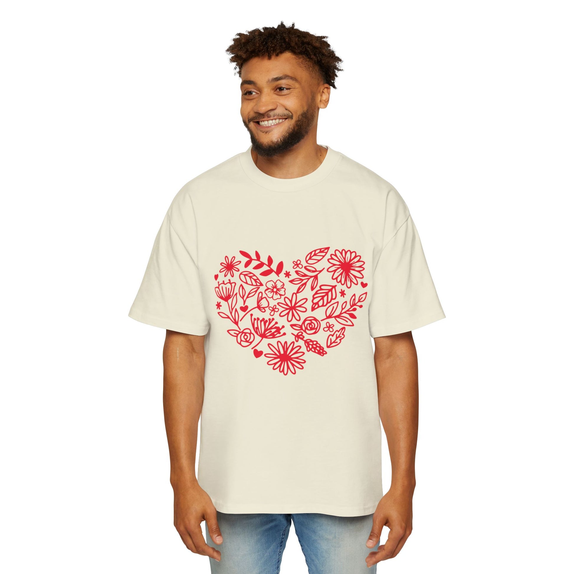 Romantic Floral Oversized Tee - Perfect for Valentine's Day, Casual Wear, Gift for Him, Comfortable Fashion, Everyday Style Printify
