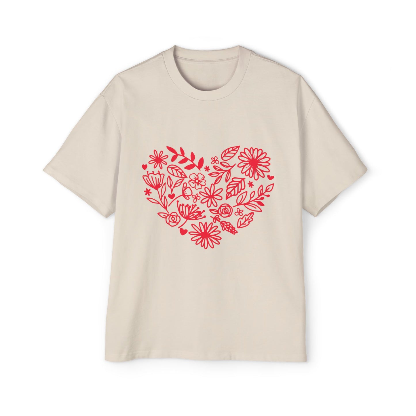 Romantic Floral Oversized Tee - Perfect for Valentine's Day, Casual Wear, Gift for Him, Comfortable Fashion, Everyday Style Printify