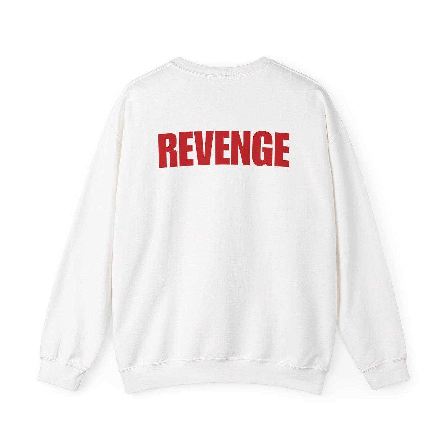 Sweatshirt — 'REVENGE' Bold Back Print Crewneck Sweatshirt Printify