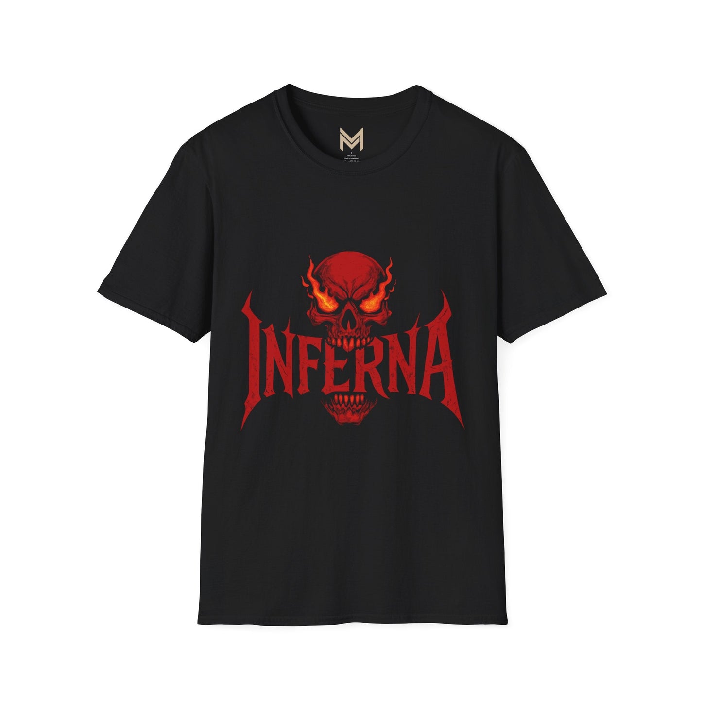 Unisex Softstyle Graphic Tee - Infernally Cool Skull Design, Alternative Fashion, Gift for Gamers, Casual Wear, Halloween Spook Printify