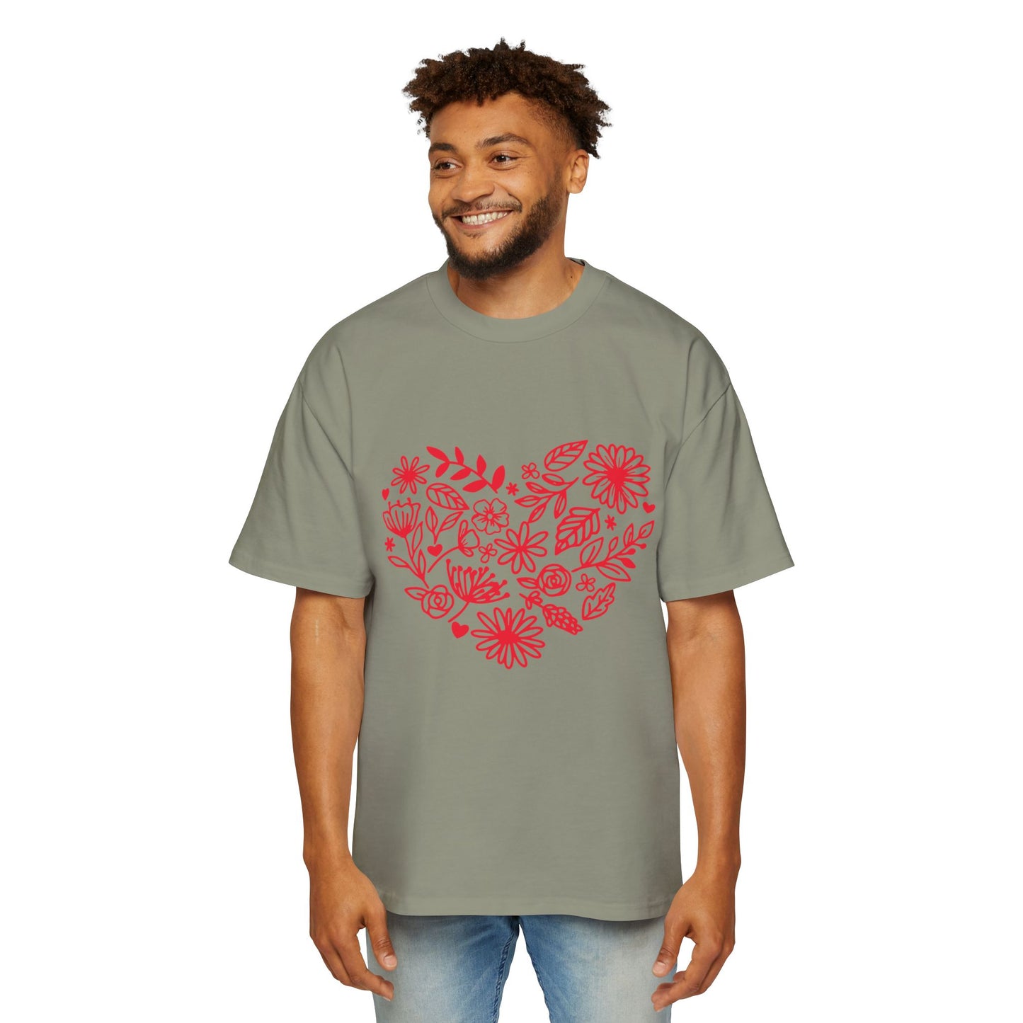 Romantic Floral Oversized Tee - Perfect for Valentine's Day, Casual Wear, Gift for Him, Comfortable Fashion, Everyday Style Printify