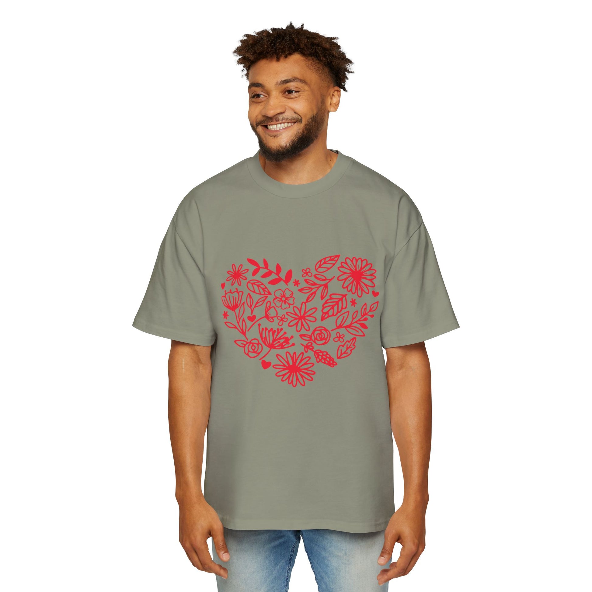 Romantic Floral Oversized Tee - Perfect for Valentine's Day, Casual Wear, Gift for Him, Comfortable Fashion, Everyday Style Printify