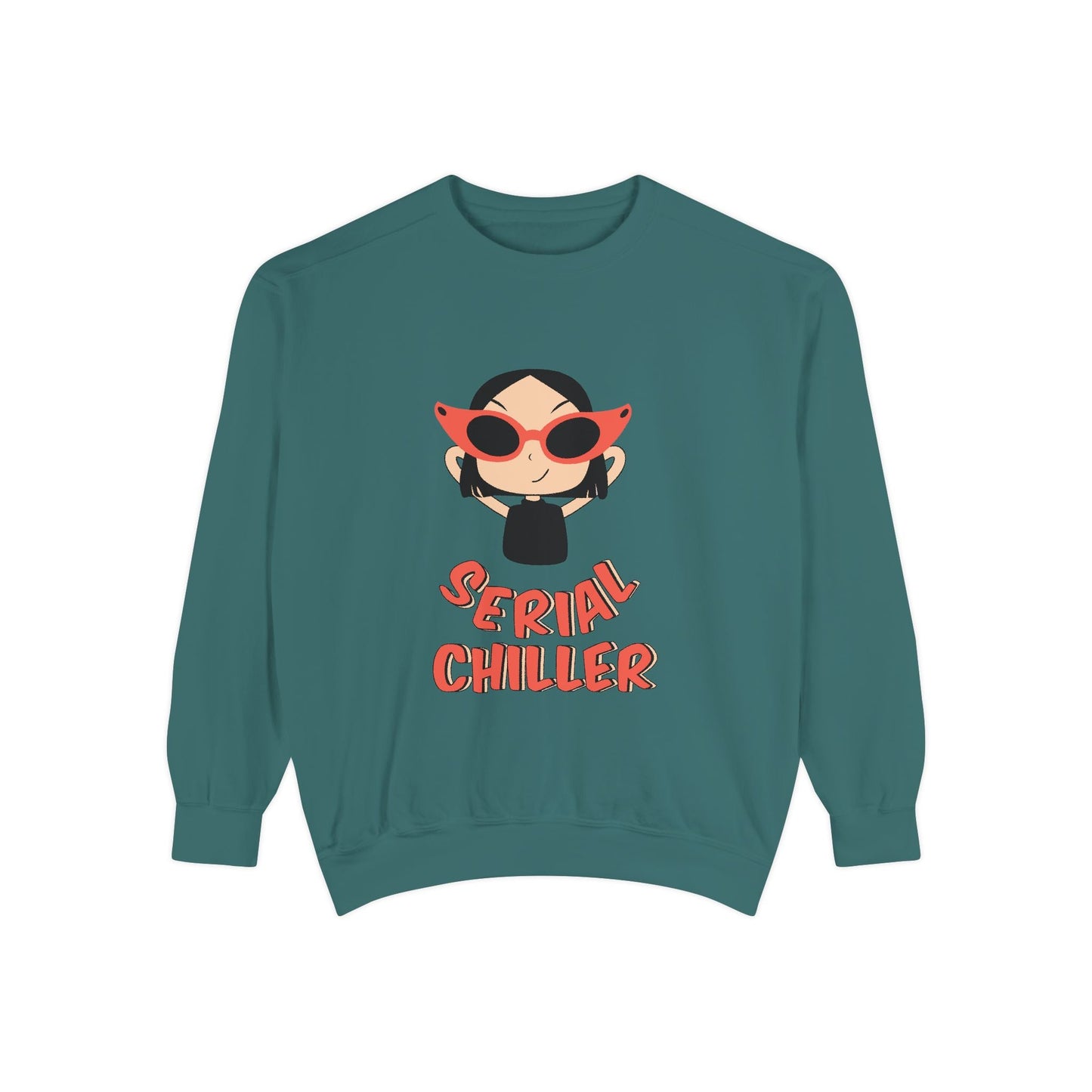 Serial Chiller Unisex Garment-Dyed Sweatshirt, Cozy Casual Wear, Gift for Relaxed Vibes, Cute Lounge Sweatshirt, Streetwear Style, [...] Printify