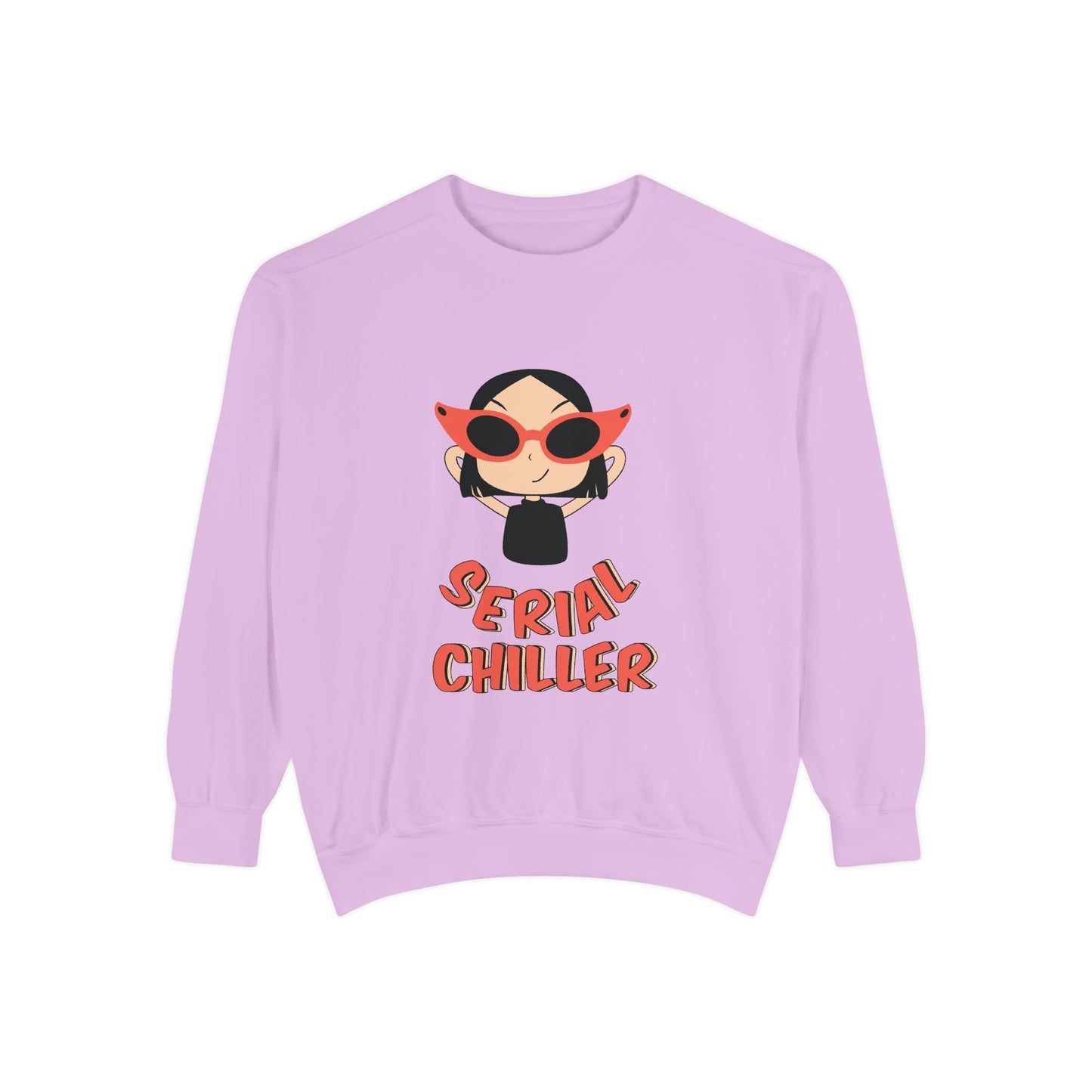 Serial Chiller Unisex Garment-Dyed Sweatshirt, Cozy Casual Wear, Gift for Relaxed Vibes, Cute Lounge Sweatshirt, Streetwear Style, [...] Printify