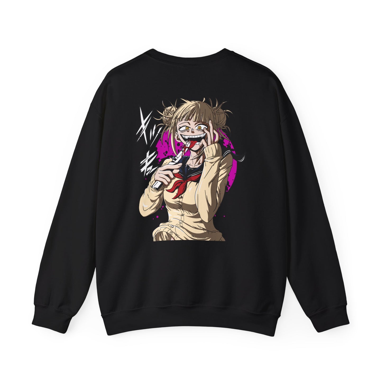 Anime Graphic Crewneck Sweatshirt — Toga Himiko Illustration & Japanese Logo