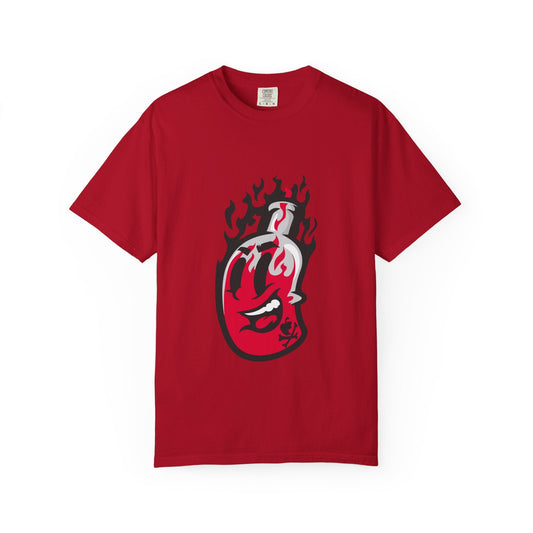 Flame Graphic T-shirt for Unisex, Casual Summer Wear, Gift for Music Lovers, Vibrant Artwork Tee, Trendy Fashion Top Printify