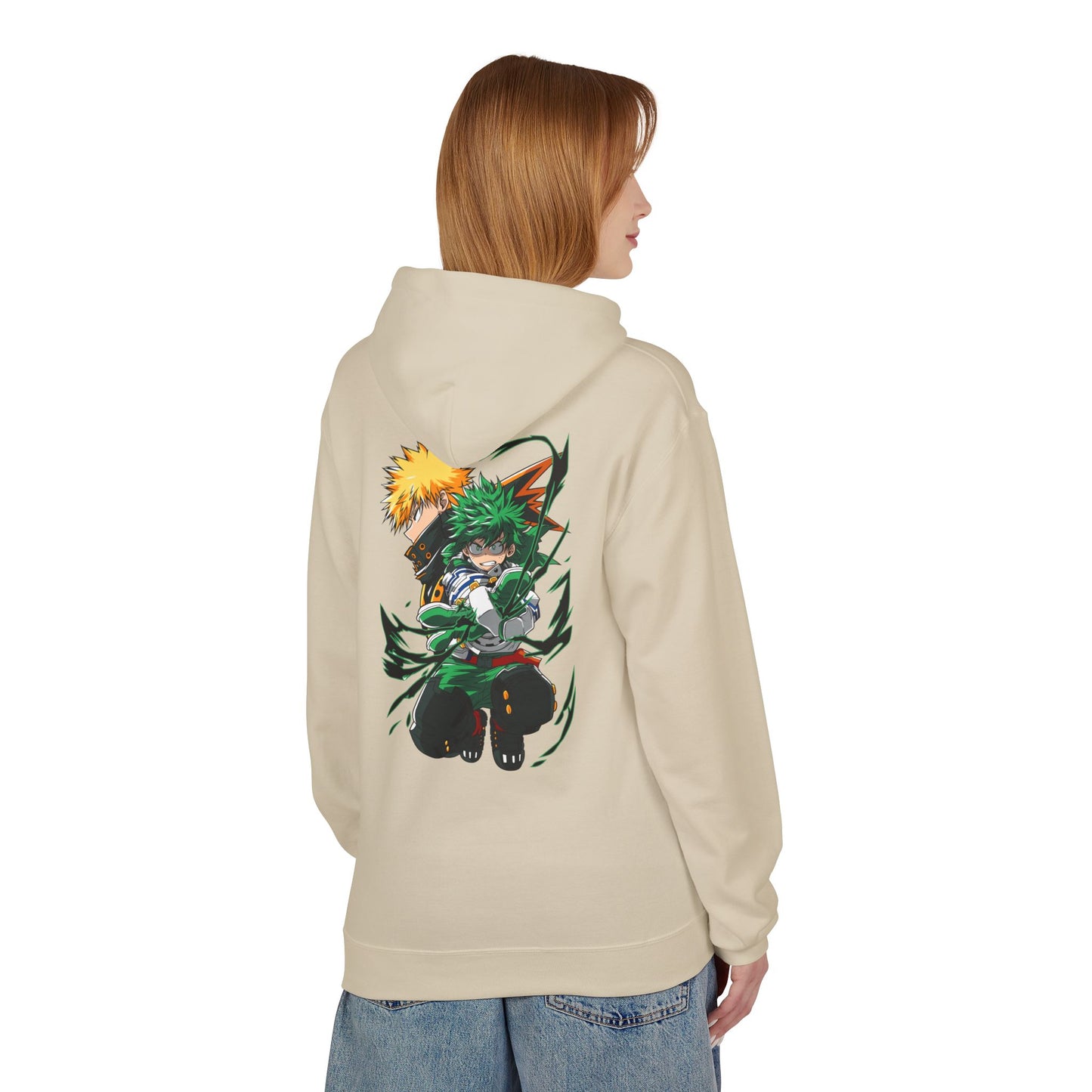 Anime Hero Duo Hoodie — Action Back Print with Japanese Logo