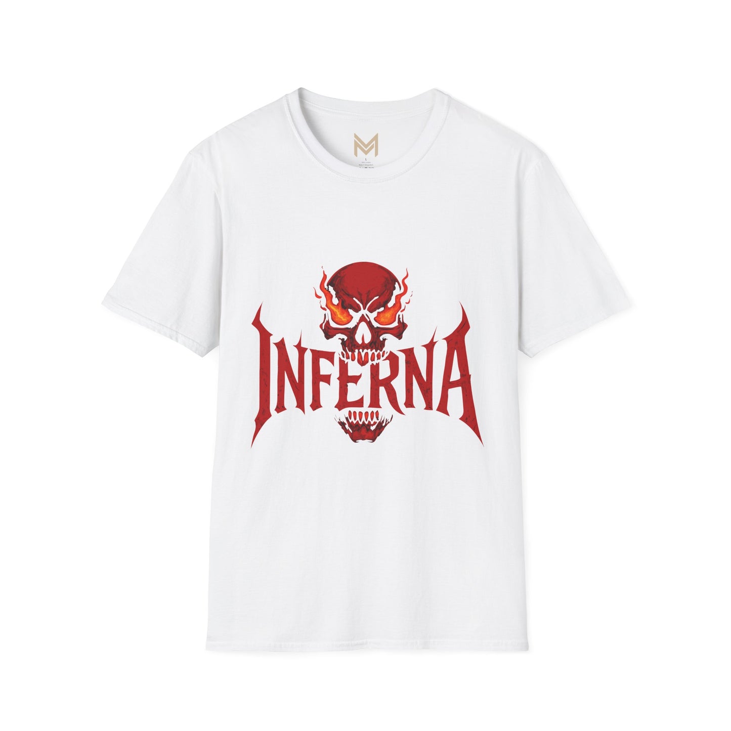 Unisex Softstyle Graphic Tee - Infernally Cool Skull Design, Alternative Fashion, Gift for Gamers, Casual Wear, Halloween Spook Printify