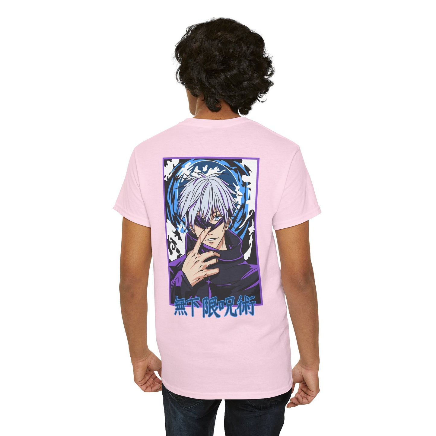 Jujutsu Kaisen Gojo Satoru Anime T-Shirt — Back Graphic & Japanese Logo