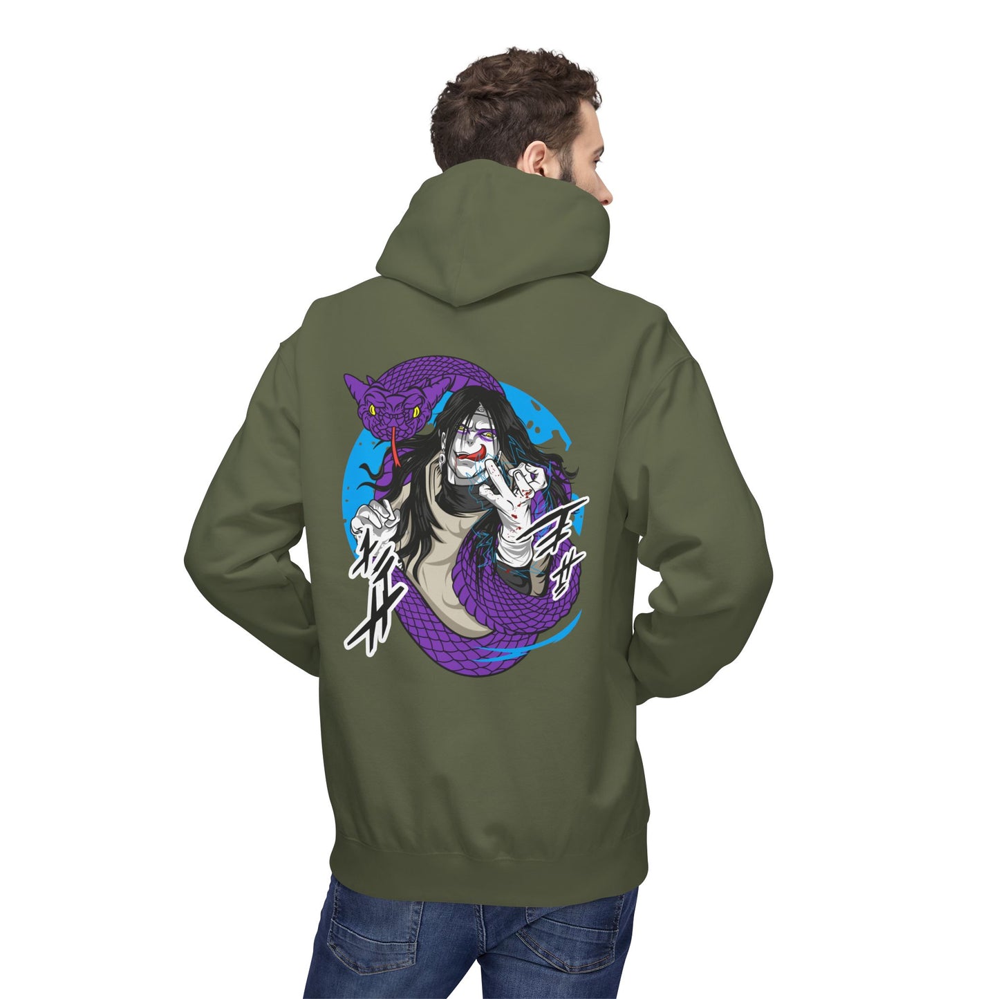 Hoodie - Japanese Yokai Snake Demon Graphic Back Print (Anime Horror Streetwear)