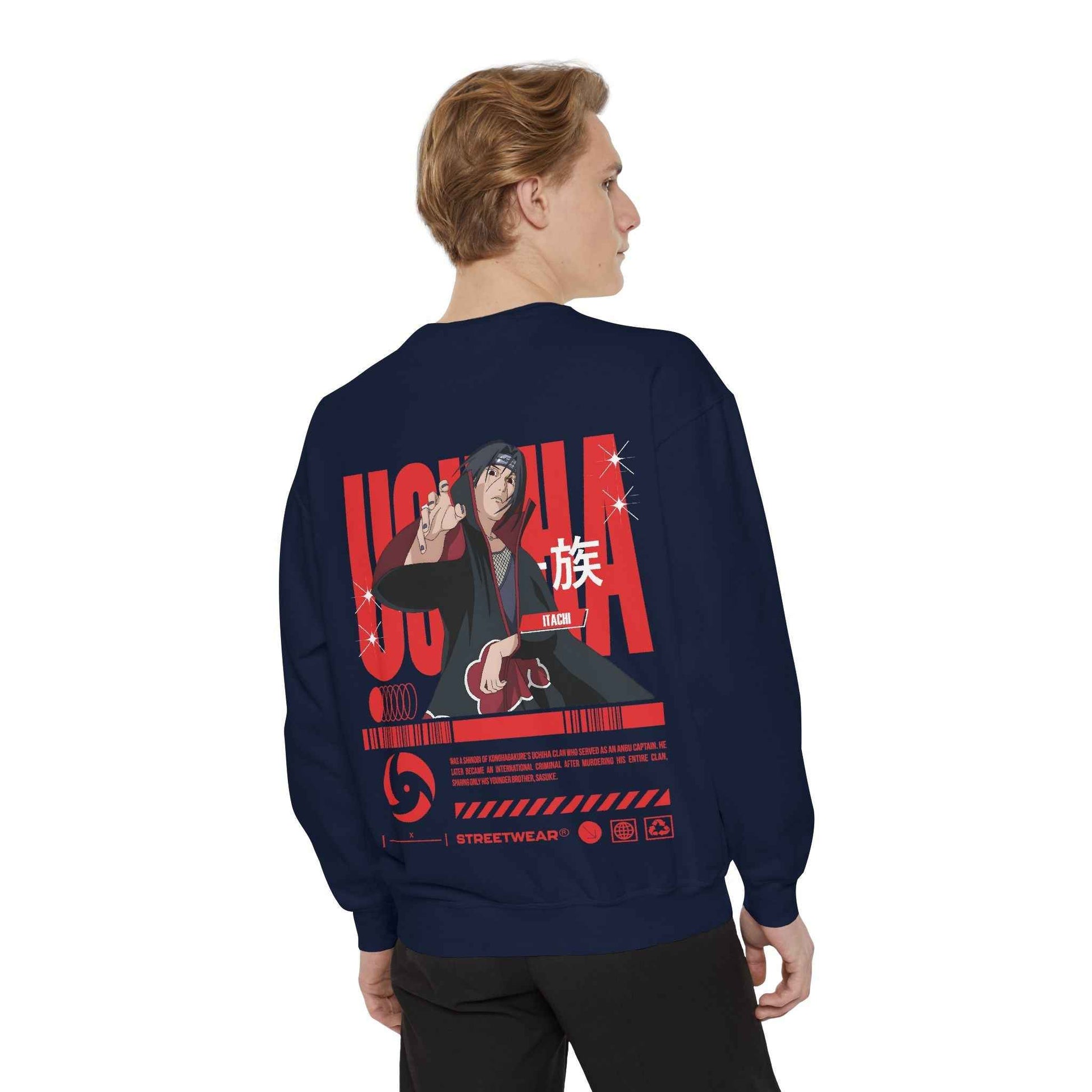 Uchiha Unisex Streetwear Sweatshirt with Graphic Design, Cozy Fashion, Anime Lovers, Casual Wear, Unique Gift