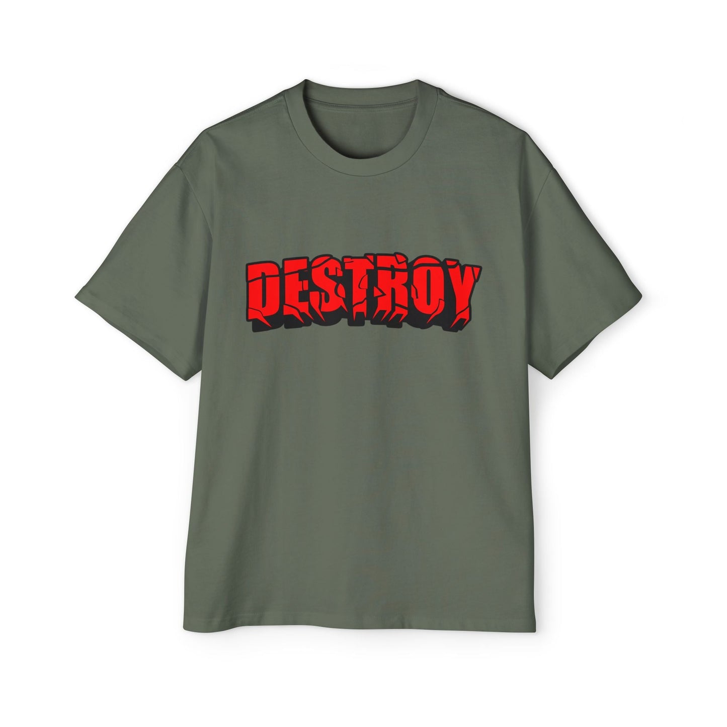 Men's Oversized Graphic Tee - DESTROY, Casual Streetwear, Unisex Fashion, Trendy Men's Shirt, Gift for Him, Everyday Wear - Maklenn