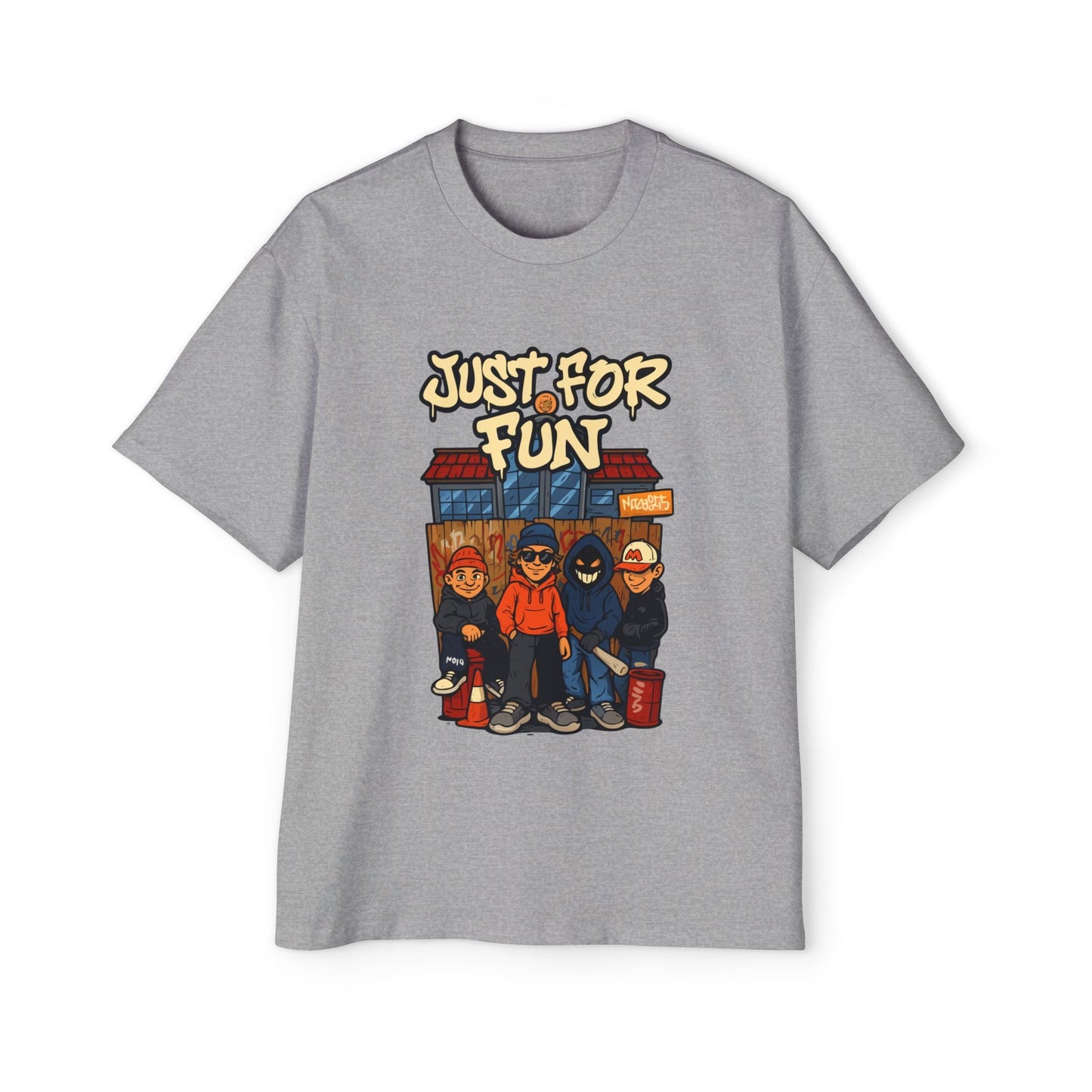 Just for Fun Oversized Tee, Men's Casual Shirt, Streetwear Fashion, Relaxed Fit Top, Gift for Him, Weekend Wear - Maklenn