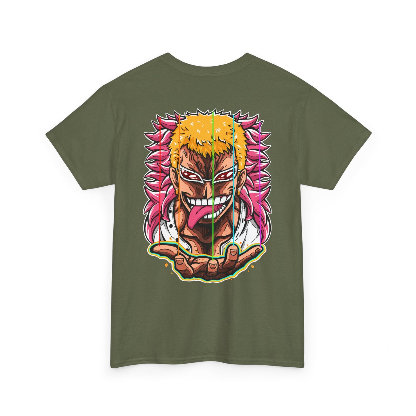 Anime Graphic Tee — Bold Color Manga Villain Back Print