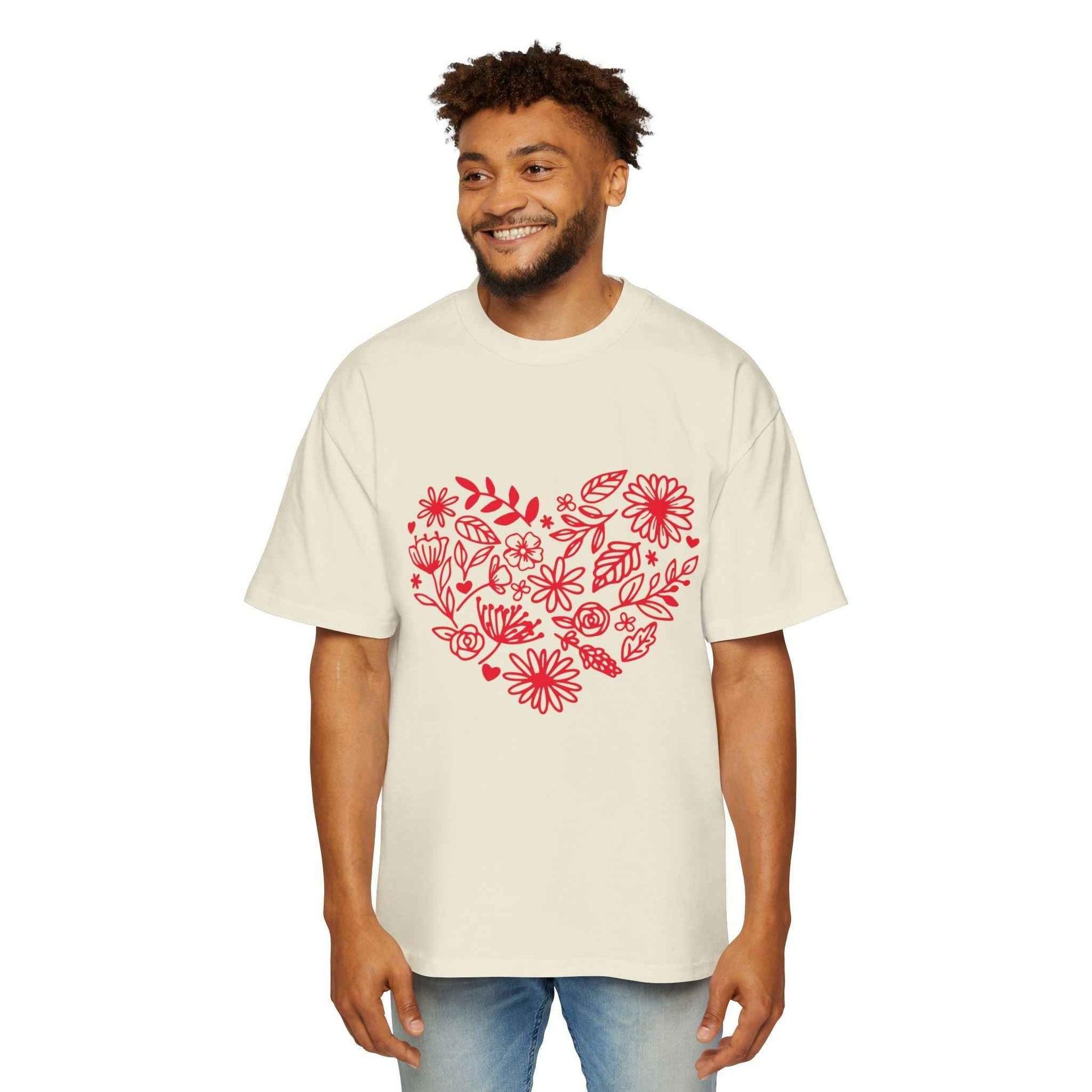 Romantic Floral Oversized Tee - Perfect for Valentine's Day, Casual Wear, Gift for Him, Comfortable Fashion, Everyday Style