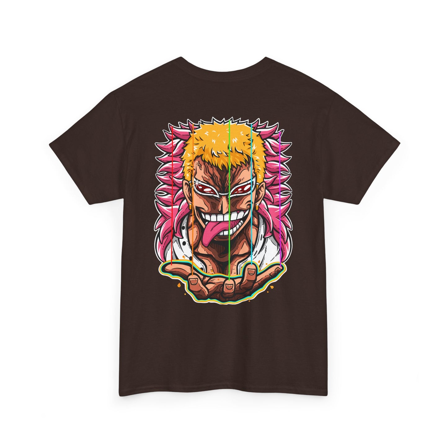 Anime Graphic Tee — Bold Color Manga Villain Back Print