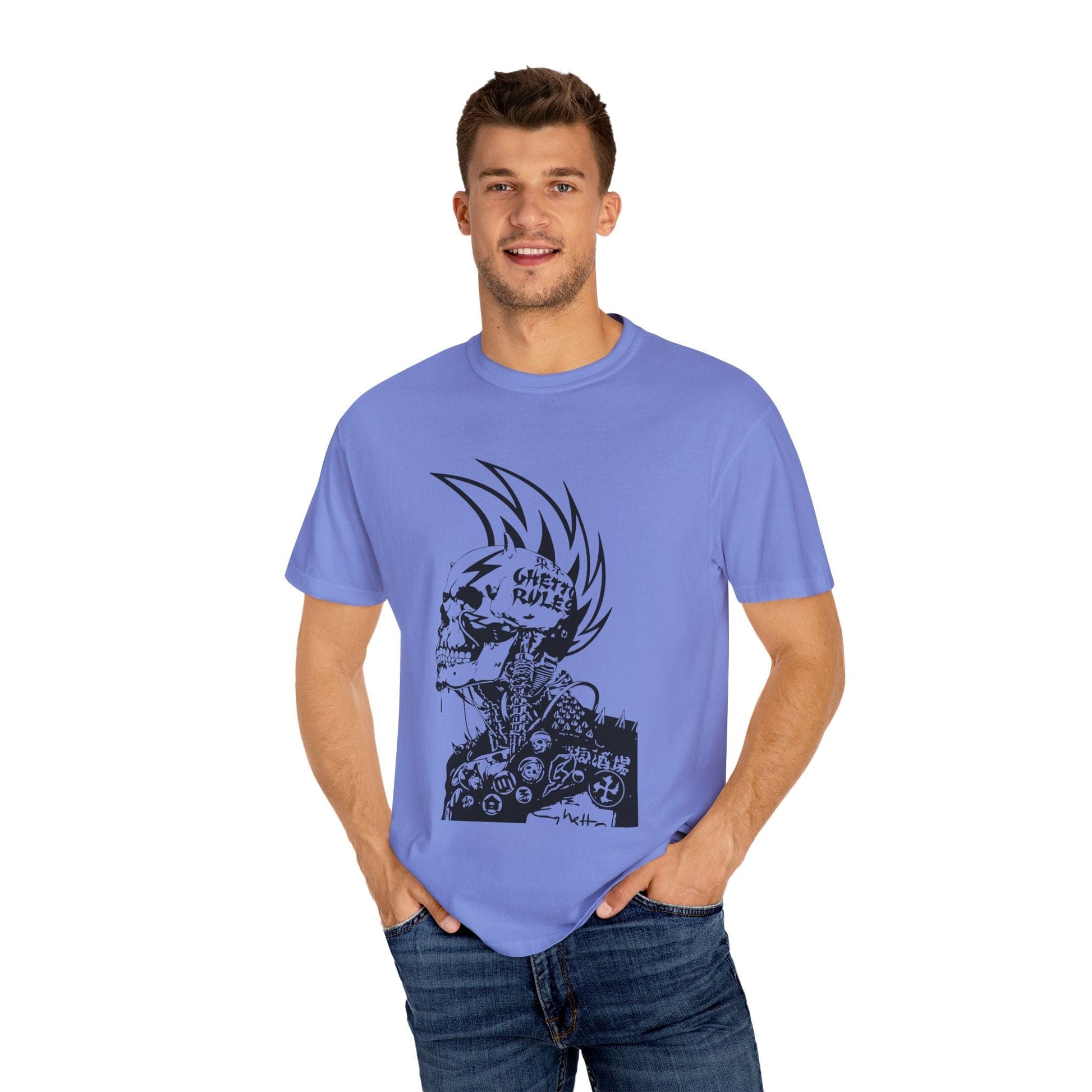 Punk Skull Graphic T-shirt for Unisex, Emo Fashion Tee, Edgy Streetwear, Gift for Music Lovers, Halloween Costume - Maklenn