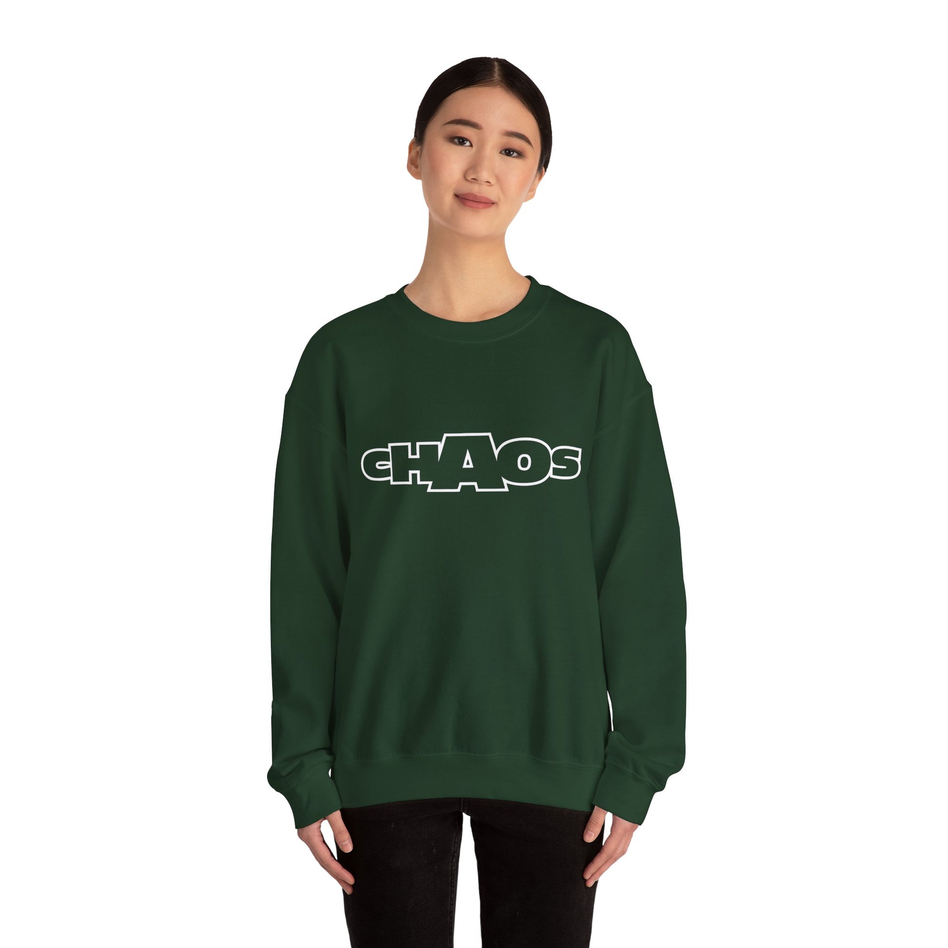 Chaos Unisex Heavy Blend™ Crewneck Sweatshirt | Cozy Streetwear, Casual Outfit, Trendy Gift, Everyday Wear, Graphic Apparel, Unisex Top Printify