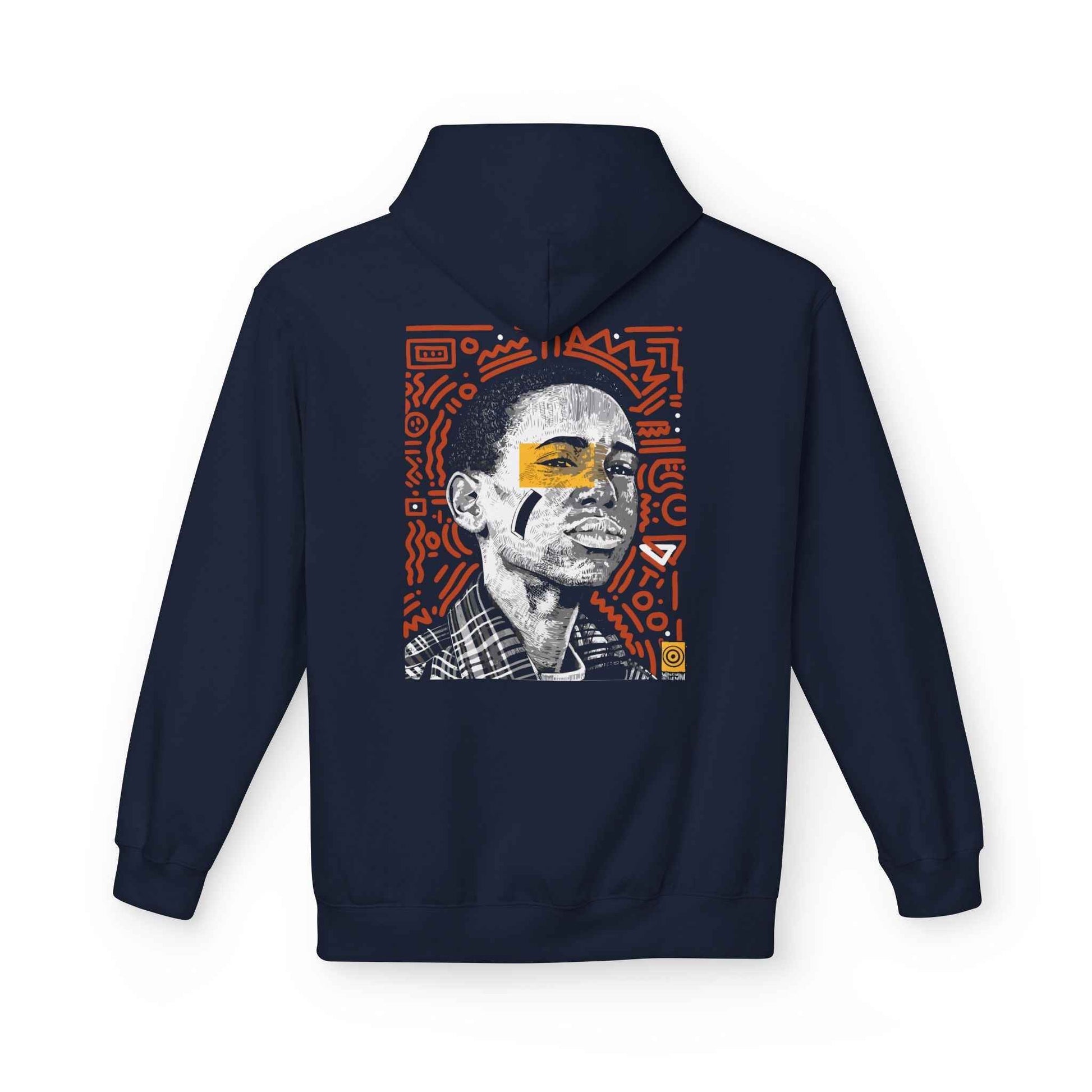 Artistic Fleece Hoodie with Unique Graphic Print for Comfort, Casual Wear, Gift for Art Lovers, Unisex Hip Hop Style