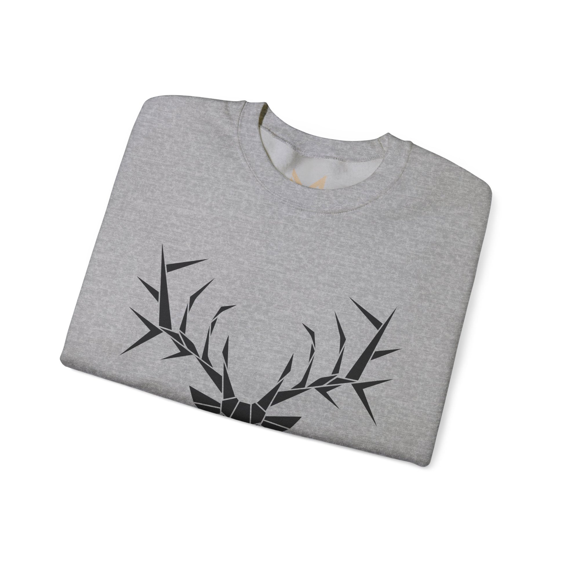 Geometric Stag Crewneck Sweatshirt — Minimal Black Deer Graphic Printify