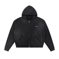 Sun Fade Frayed Raw Edge Fleece Zip Hoodie ODMPOD