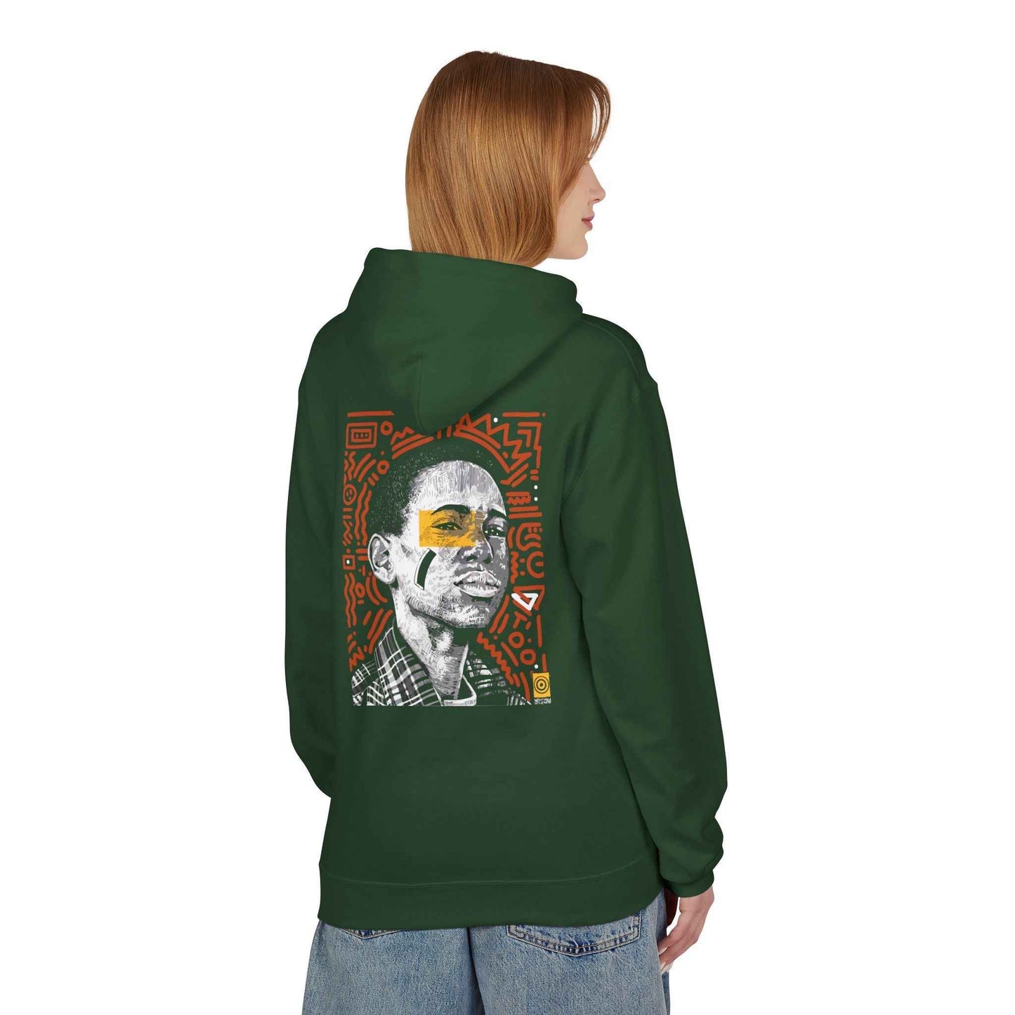 Artistic Fleece Hoodie with Unique Graphic Print for Comfort, Casual Wear, Gift for Art Lovers, Unisex Hip Hop Style