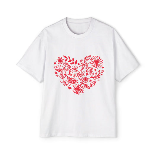 Romantic Floral Oversized Tee - Perfect for Valentine's Day, Casual Wear, Gift for Him, Comfortable Fashion, Everyday Style Printify