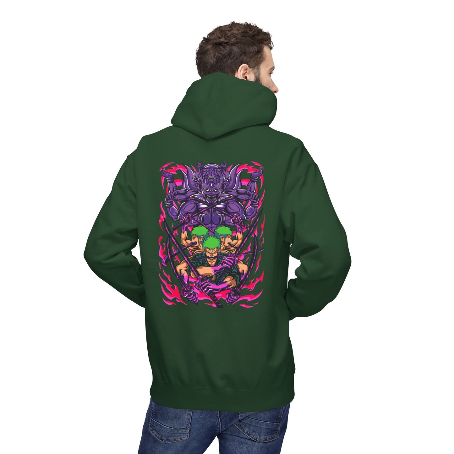 One Piece Zoro & Kuma Graphic Hoodie — Anime Pirate Crew Pullover