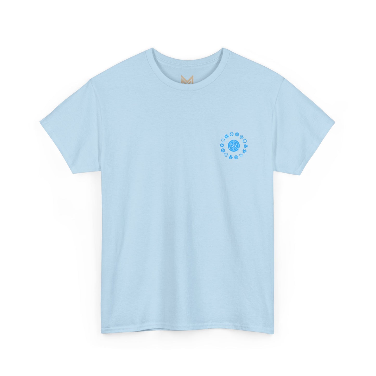 Anime Character Graphic Tee — Blue-Haired Manga Hero Back Print