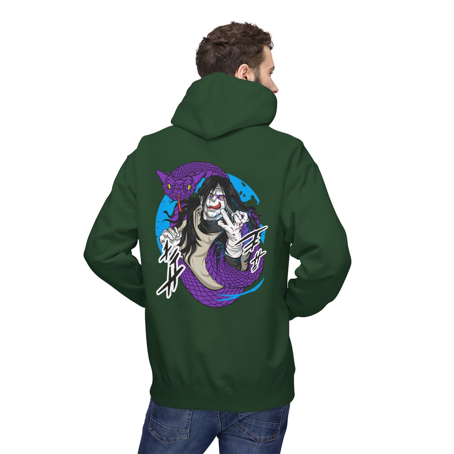 Hoodie - Japanese Yokai Snake Demon Graphic Back Print (Anime Horror Streetwear)